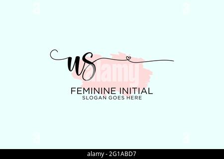 US beauty monogram and elegant logo design handwriting logo of initial signature, wedding, fashion, floral and botanical with creative template. Stock Vector