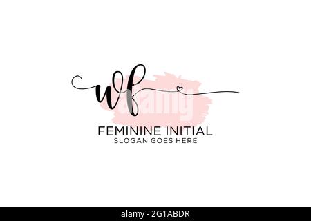 WF beauty monogram and elegant logo design handwriting logo of initial signature, wedding, fashion, floral and botanical with creative template. Stock Vector