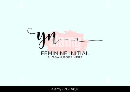 YN beauty monogram and elegant logo design handwriting logo of initial signature, wedding, fashion, floral and botanical with creative template. Stock Vector