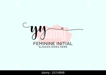 YY beauty monogram and elegant logo design handwriting logo of initial signature, wedding, fashion, floral and botanical with creative template. Stock Vector