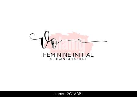 VO beauty monogram and elegant logo design handwriting logo of initial signature, wedding, fashion, floral and botanical with creative template. Stock Vector