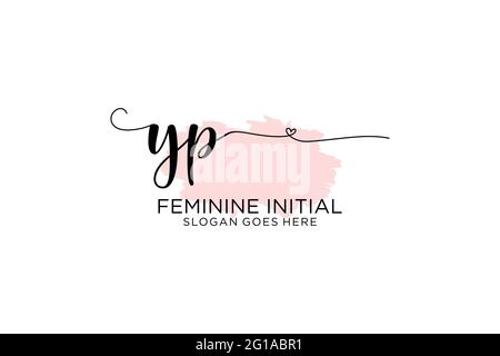 YP beauty monogram and elegant logo design handwriting logo of initial signature, wedding, fashion, floral and botanical with creative template. Stock Vector