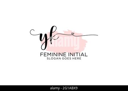YK beauty monogram and elegant logo design handwriting logo of initial signature, wedding, fashion, floral and botanical with creative template. Stock Vector