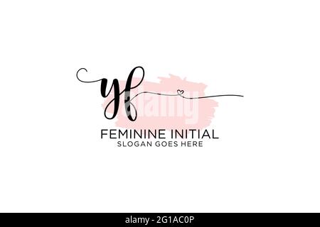 YF beauty monogram and elegant logo design handwriting logo of initial signature, wedding, fashion, floral and botanical with creative template. Stock Vector