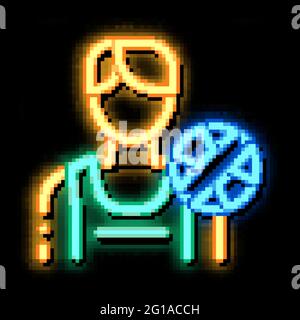 Male Volleyball Player neon glow icon illustration Stock Vector