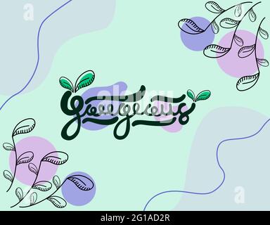 Hand drawn lettering 'gorgeous' with boho flower botanical background style great for many purposes eps10 Stock Vector