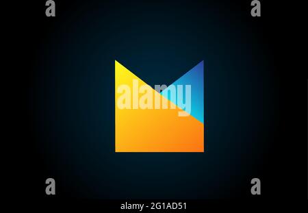 blue yellow M alphabet letter logo icon for company and business. Simple geometric gradient for corporate design Stock Vector