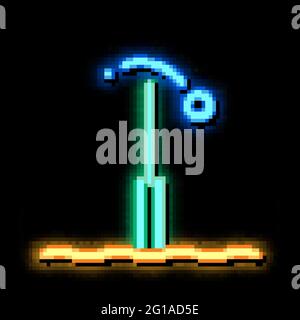 Ball Flew Over Field neon glow icon illustration Stock Vector