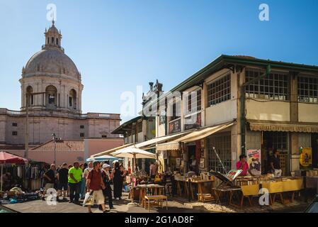 September 19, 2018: Feira da Ladra, an old flea market takes place on Tuesdays and Saturdays between National Pantheon and Monastery of Sao Vicente de Stock Photo