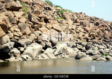 natural landscape and rock pattern at hampi karnataka Stock Photo