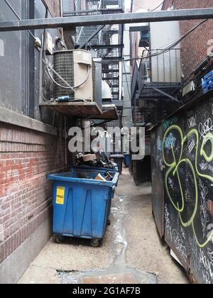 Image of a narrow alley in downtown Boston. Stock Photo