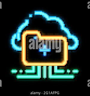Cloud Storage neon glow icon illustration Stock Vector