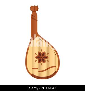 Bandura, traditional Ukrainian folk musical instrument. Simple flat vector style illustration. Stock Vector