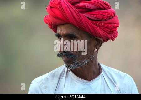 The image of Shepherd or Rabari man was taken in Bera, Rajasthan, India, Asia Stock Photo