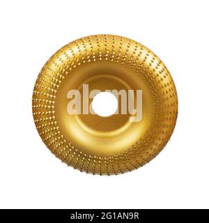 Grinding disc for wood isolated on white background. Grinding disc for wood polishing. Stock Photo