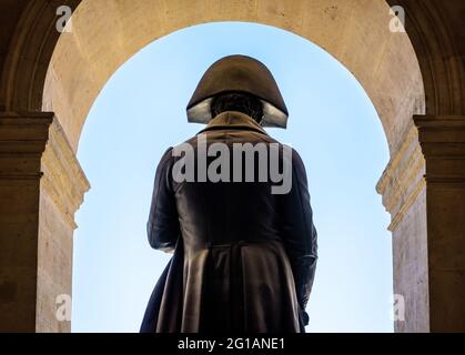 Close-up view of the back of the statue of Napoleon Bonaparte in the Hotel des Invalides in Paris. Stock Photo