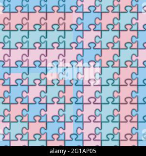 Set of seamless patterns with colored puzzles. Stock Vector