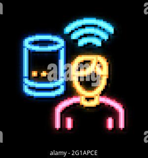 Smartphone Voice Control neon glow icon illustration Stock Vector Image ...