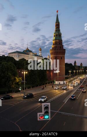 View of the Moscow Kremlin from the Bolshoi Kamenny Bridge Stock Photo