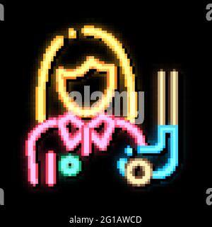 Woman Golf Player neon glow icon illustration Stock Vector
