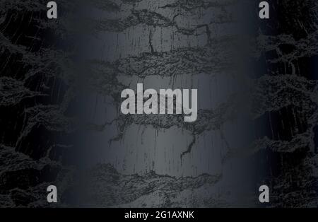Luxury black metal gradient background with distressed wooden bark texture. Vector illustration Stock Vector