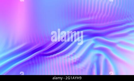 Iridescent chrome wavy cloth fabric abstract background, ultraviolet holographic foil texture, liquid petrol surface, ripples, metallic reflection. Fo Stock Photo