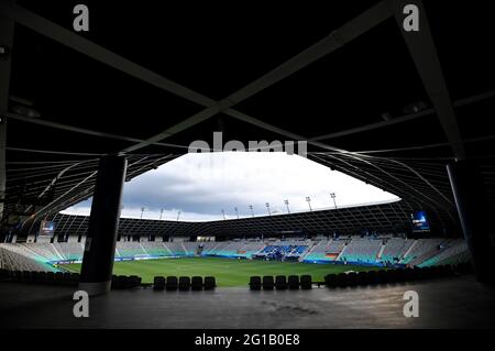 Ljubljana, Slovenia. 06th June, 2021. Football, U-21 Men: European Championship, Portugal - Germany, Final Round, Final at Stozice Stadium. View of the pitch before the match. Credit: Marton Monus/dpa/Alamy Live News Stock Photo