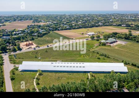 Aerial image of the Parrish Museum of Art, Water Mill, NY Stock Photo