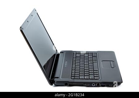 Black laptop isolated on white background Stock Photo