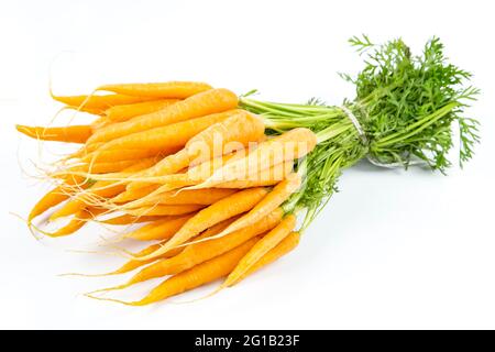 Fresh spring carrots isolated on white background Stock Photo