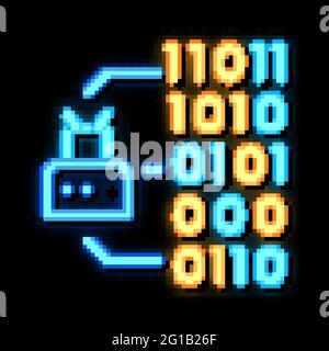 Binary Code neon glow icon illustration Stock Vector