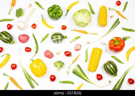 Fresh vegetables on white background Stock Photo