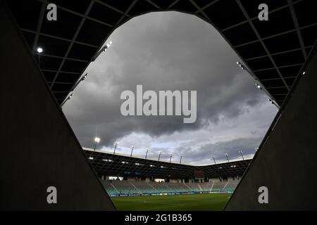 Ljubljana, Slovenia. 06th June, 2021. Football, U-21 Men: European Championship, Portugal - Germany, Final Round, Final at Stozice Stadium. View of the pitch before the match. Credit: Marton Monus/dpa/Alamy Live News Stock Photo