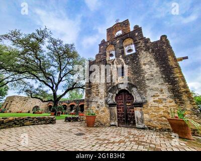 Mission Espada from the front Stock Photo