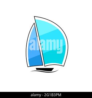 Business logo yacht floating on the waves modern simple - isolated Stock Vector