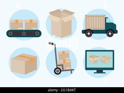 six logistic items Stock Vector