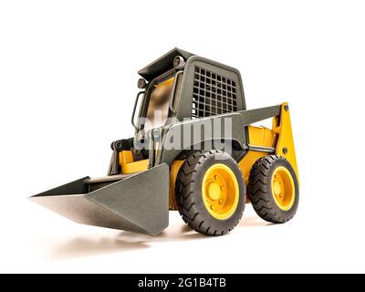 3D rendering of compact earth loader on white background Stock Photo