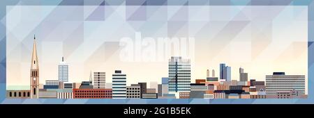 Leicester skyline vector colorful poster on beautiful triangular texture background Stock Vector
