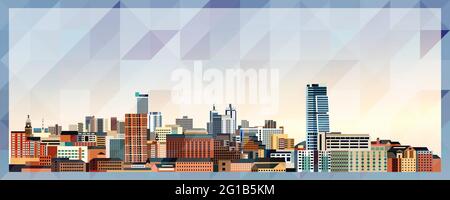 Leeds skyline vector colorful poster on beautiful triangular texture background Stock Vector