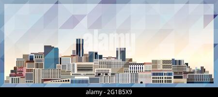 Monaco skyline vector colorful poster on beautiful triangular texture background Stock Vector