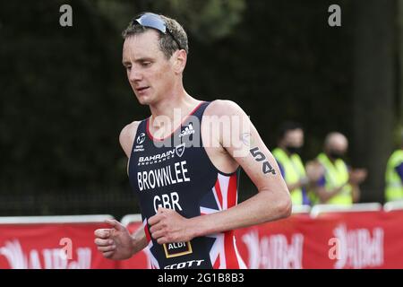 Leeds, UK. 06th June, 2021. Alistair Brownlee during the AJ Bell 2021 World Triathlon Para Series in Roundhay Park, Leeds. Credit: SPP Sport Press Photo. /Alamy Live News Stock Photo