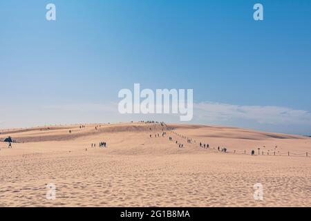 Deserted desert of Poland at the Baltic Sea in Łeba Leba. View of the sea in the middle of a peaceful dune in the Lontzkedüne nature reserve Stock Photo