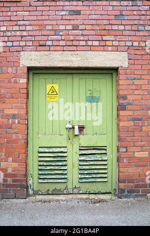 Electricity Substation doors with Danger of Death notice and old locks ...