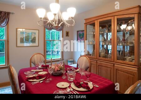 Elegant Dining Room Table Setting, USA Stock Photo