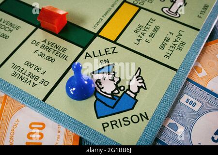 French language version of the Monopoly board game. Stock Photo