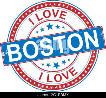 Grunge color stamp with text I Love Boston inside, vector illustration Stock Vector