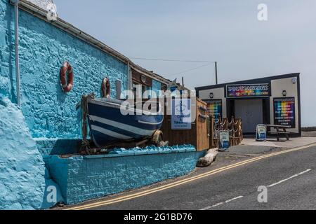 Street scenes at Portpatrick a small coastal town and past ferry port on the Dumfries and Galloway peninsula on the west coast of Scotland Stock Photo