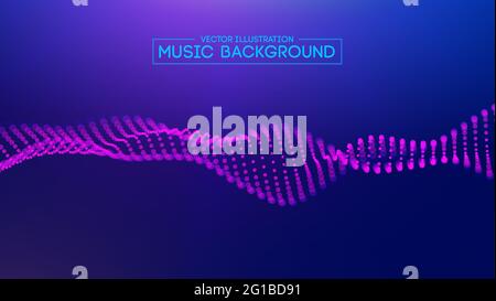 Purple music background. Abstract background blue. Equalizer for music, showing sound waves. illustration Eps 10. Stock Vector
