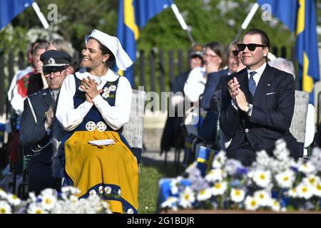 STOCKHOLM 20210606 Crown Princess Victoria and Prince Daniel attend the tradidional National Day celebrations at the open door museum Skansen tin Stockholm.  Photo: Claudio Bresciani / TT / kod 10090 Stock Photo