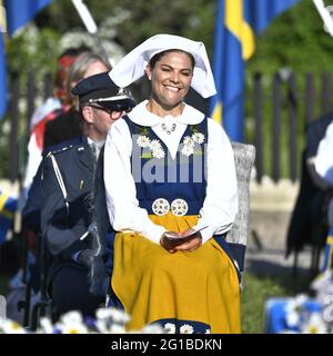 STOCKHOLM 20210606 Crown Princess Victoria attends the tradidional National Day celebrations at the open door museum Skansen tin Stockholm.  Photo: Claudio Bresciani / TT / kod 10090 Stock Photo